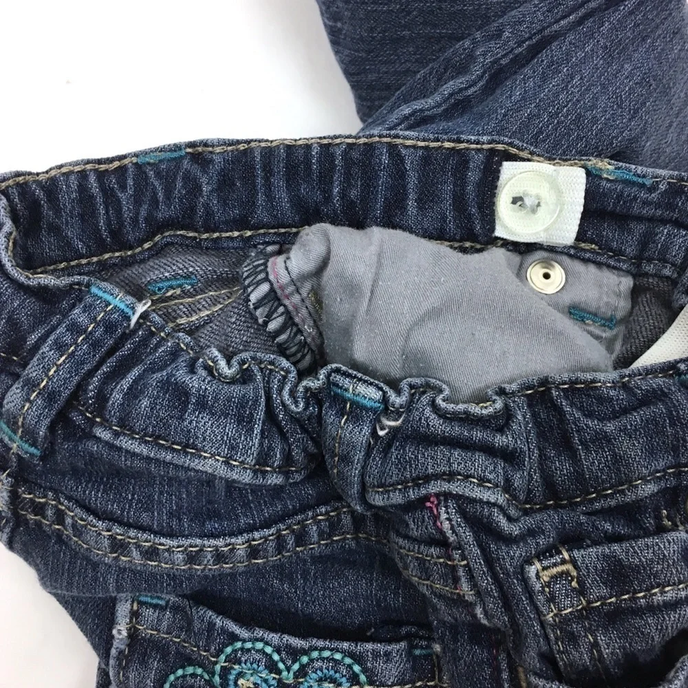 OSHKOSH Jeans Genuine Kids Embroidered Flowers Girly Cute Spring Denim Size 3T
